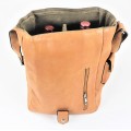 9002B - TAN LEATHER (PU) WINE BAG WITH (IT'S WINE TIME) MONOGRAMMED